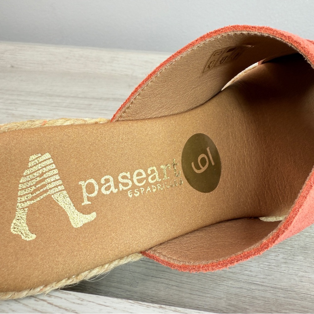 BRAND NEW! Anthropologie Paseart coral suede espadille wedge sandals size 6 - Picture 8 of 13
